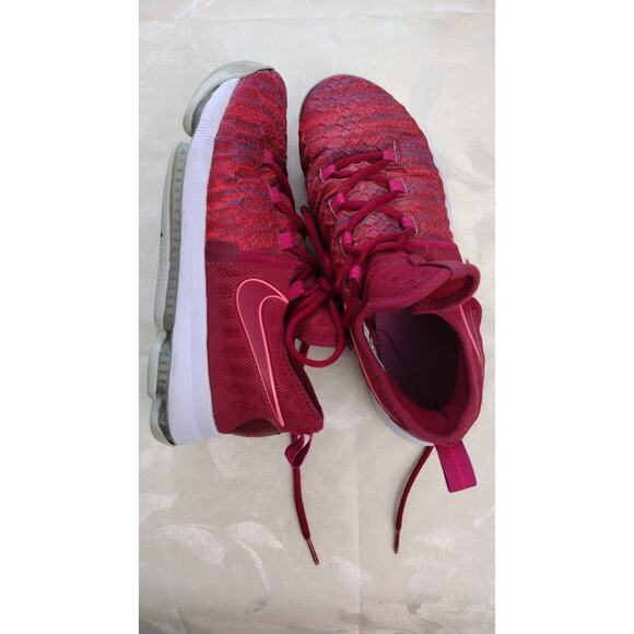 Nike KD 9 Shoes Mens Size 7 Red Pink Knit Basketball Zoom Air Low Top 855908-666 - Picture 4 of 6